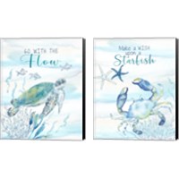 Framed 'Great Blue Sea  2 Piece Canvas Print Set' border=