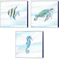 Framed 'Great Blue Sea 3 Piece Canvas Print Set' border=