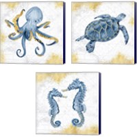 Framed 'Deep Blue Sea 3 Piece Canvas Print Set' border=