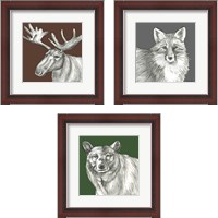 Framed 'Watercolor Pencil Forest 3 Piece Framed Art Print Set' border=