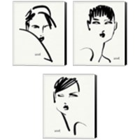 Framed 'Brush Portrait 3 Piece Canvas Print Set' border=