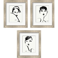 Framed 'Brush Portrait 3 Piece Framed Art Print Set' border=