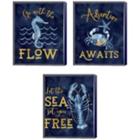 Framed 'Deep Blue Sea 3 Piece Canvas Print Set' border=