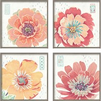 Framed 'Happy Meadow 4 Piece Framed Art Print Set' border=