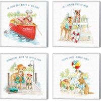 Framed 'Summer Fun 4 Piece Canvas Print Set' border=