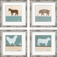 Framed 'Out to Pasture 4 Piece Framed Art Print Set' border=