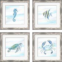 Framed 'Great Blue Sea 4 Piece Framed Art Print Set' border=