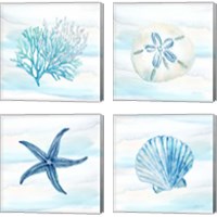 Framed 'Great Blue Sea 4 Piece Canvas Print Set' border=