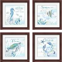 Framed 'Great Blue Sea 4 Piece Framed Art Print Set' border=