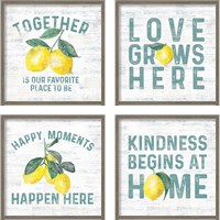 Framed 'Happy Thoughts 4 Piece Framed Art Print Set' border=