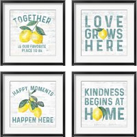 Framed 'Happy Thoughts 4 Piece Framed Art Print Set' border=