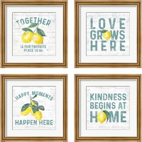 Framed 'Happy Thoughts 4 Piece Framed Art Print Set' border=