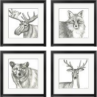 Framed 'Pencil Forest 4 Piece Framed Art Print Set' border=