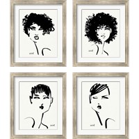 Framed 'Brush Portrait 4 Piece Framed Art Print Set' border=