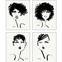 Framed 'Brush Portrait 4 Piece Art Print Set' border=