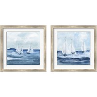 Framed 'Sailboats  2 Piece Framed Art Print Set' border=