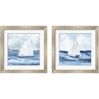 Framed 'Sailboats  2 Piece Framed Art Print Set' border=