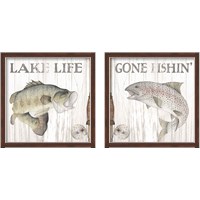 Framed 'Lake Fishing 2 Piece Framed Art Print Set' border=