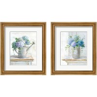 Framed 'Morning Hydrangeas 2 Piece Framed Art Print Set' border=