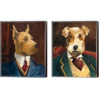 Framed 'Whimsical Dog 2 Piece Canvas Print Set' border=