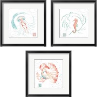 Framed 'Delicate Sea 3 Piece Framed Art Print Set' border=