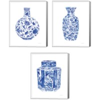 Framed 'Chinoiserie Vase 3 Piece Canvas Print Set' border=