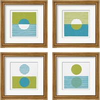 Framed 'Reflection Green 4 Piece Framed Art Print Set' border=