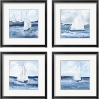 Framed 'Sailboats  4 Piece Framed Art Print Set' border=