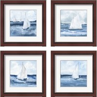 Framed 'Sailboats  4 Piece Framed Art Print Set' border=