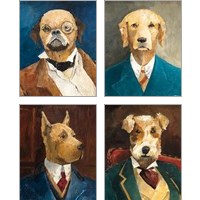 Framed 'Whimsical Dog 4 Piece Art Print Set' border=