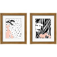 Framed 'Modern Giraffe & Zebra 2 Piece Framed Art Print Set' border=