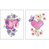 Framed 'Hearts and Flowers 2 Piece Art Print Set' border=