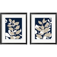 Framed 'Navy FoliageSeries 2 Piece Framed Art Print Set' border=