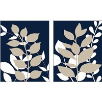 Framed 'Navy FoliageSeries 2 Piece Art Print Set' border=