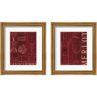 Framed 'Wine Blueprint 2 Piece Framed Art Print Set' border=