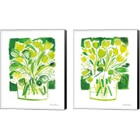 Framed 'Lemon Green Tulips 2 Piece Canvas Print Set' border=