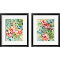 Framed 'Hibiscus Garden 2 Piece Framed Art Print Set' border=