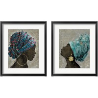 Framed 'Profile of a Woman 2 Piece Framed Art Print Set' border=