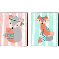 Framed 'Tribal Fox Girl  2 Piece Canvas Print Set' border=