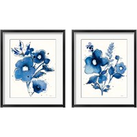 Framed 'Independent Blooms Blue 2 Piece Framed Art Print Set' border=