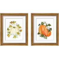 Framed 'Pumpkin and Vines 2 Piece Framed Art Print Set' border=