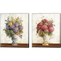 Framed 'Dreamy Hydrangea on Birch 2 Piece Canvas Print Set' border=