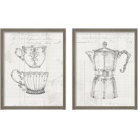 Framed 'Authentic Coffee White Gray 2 Piece Framed Art Print Set' border=