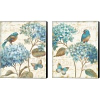 Framed 'Blue Garden 2 Piece Canvas Print Set' border=