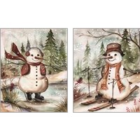 Framed 'Country Snowman 2 Piece Art Print Set' border=