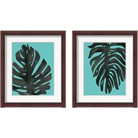 Framed 'Tropical Palm Turquoise 2 Piece Framed Art Print Set' border=