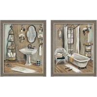 Framed 'Vintage Bathroom 2 Piece Framed Art Print Set' border=