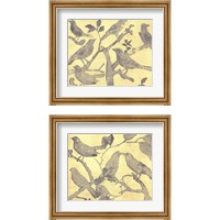 Framed 'Yellow-Gray Birds 2 Piece Framed Art Print Set' border=