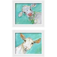 Framed 'Farm Animal 2 Piece Framed Art Print Set' border=