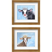 Framed 'Queen Cow & Goat 2 Piece Framed Art Print Set' border=